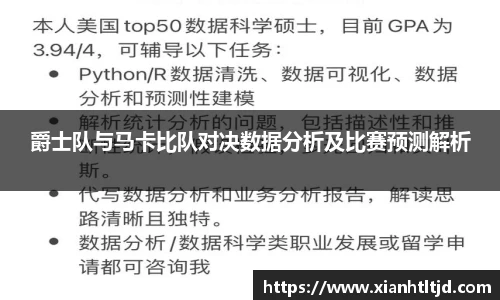 爵士队与马卡比队对决数据分析及比赛预测解析